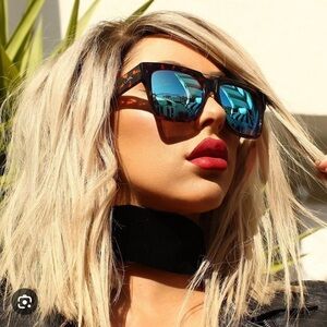 Quay Australia Black Sunglasses with Blue Lenses